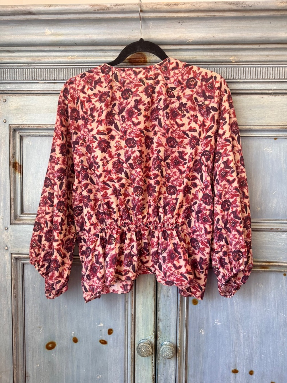 Doen Juliette Cotton Blouse in Burgundy Color Size S - Picture 8 of 10
